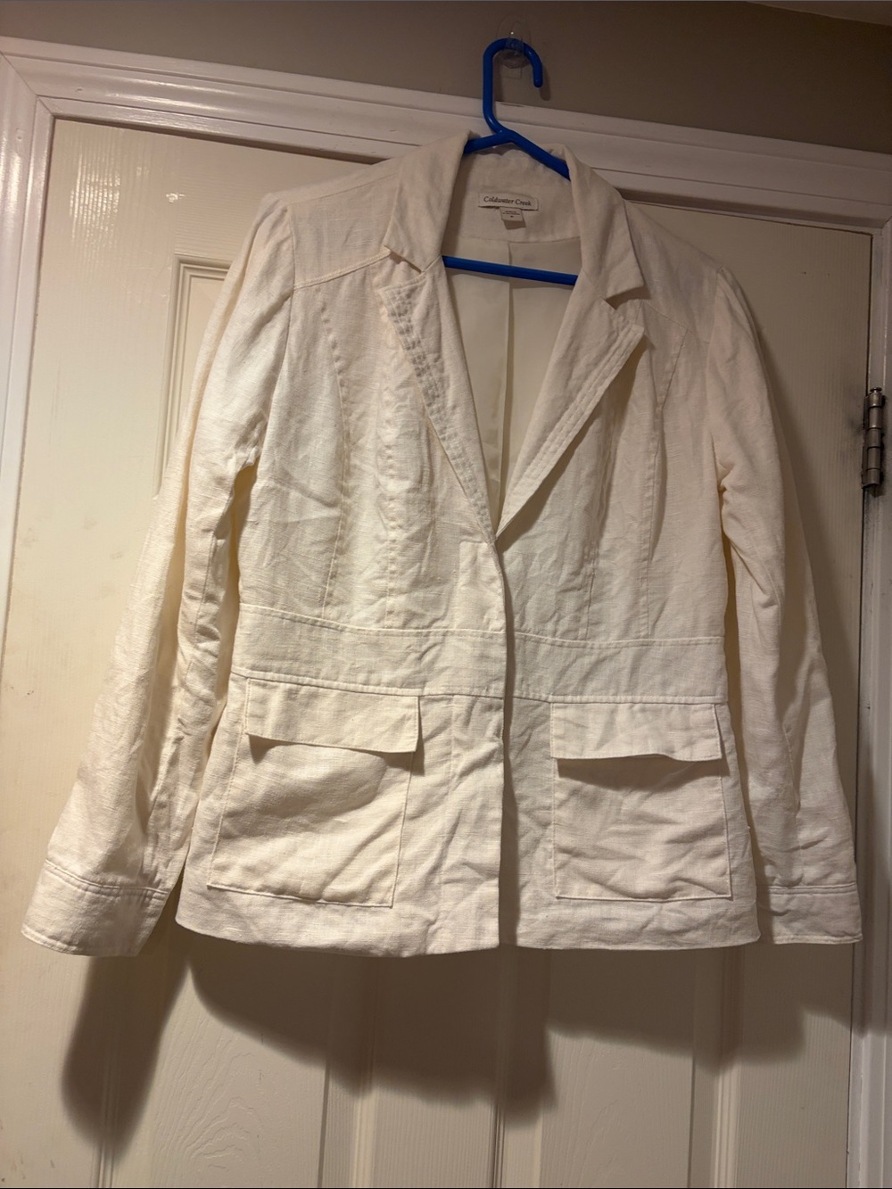 Coldwater Creek 100% Linen Women's Notch-Lapel Blazer in Cream 8